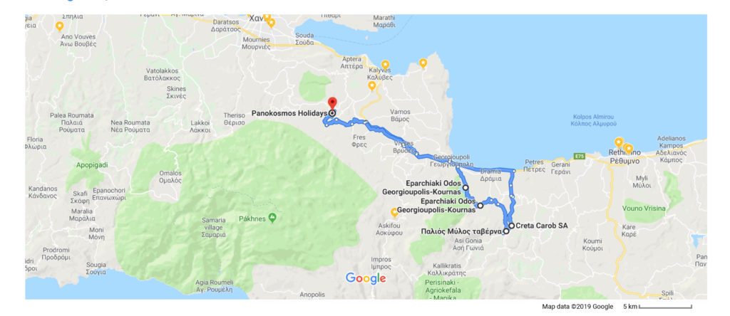 A map of the drive from Panokosmos