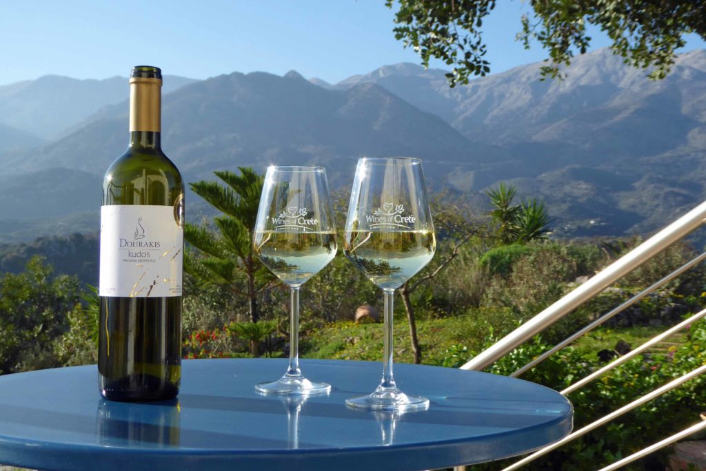 Having a holiday in Crete: Cretan wines with a view of the White Mountains