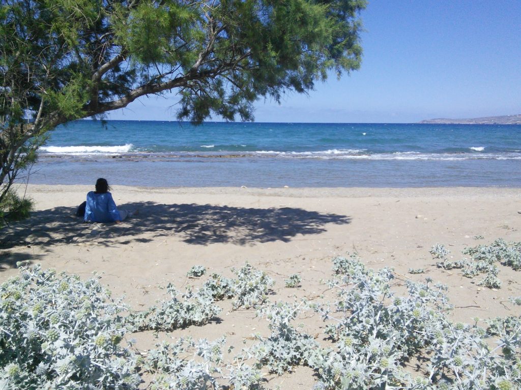 Having a holiday in Crete; Relaxing on the beach at Kalyves